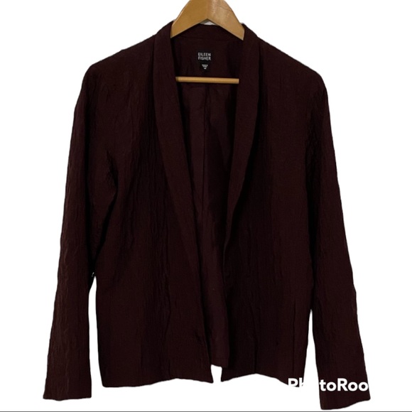 Eileen Fisher Jackets & Blazers - EILEEN FISHER | 100% Silk Crinkled Open Jacket Blazer M
